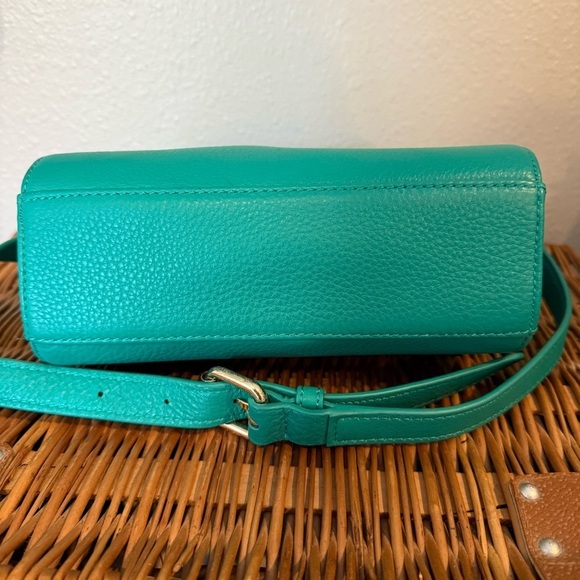 Talbots Green Pebble Leather Crossbody Handbag Purse Anchor Coastal Colorful - Picture 5 of 13